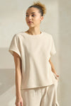 Women's Textured Lounge Short Sleeve Corduroy Top