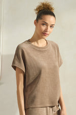Women's Textured Lounge Short Sleeve Corduroy Top
