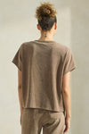 Women's Textured Lounge Short Sleeve Corduroy Top