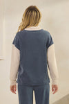 Plus Size Retro Chic Half Zip Two Tone Pullover