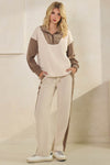 Plus Size Retro Chic Half Zip Two Tone Pullover