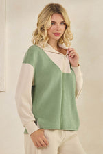 Plus Size Retro Chic Half Zip Two Tone Pullover