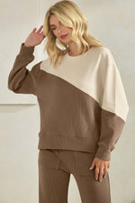 Comfort Chic Two Tone Pull Over Sweatshirt