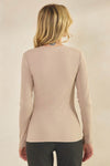 Womens Khaki Comfort Chic Ribbed Long Sleeve Crew Neck Top, Available in Small to X-Large