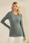 Smokey Olive Womens Comfort Chic Ribbed Long Sleeve Crew Neck Top, Available in Small to X-Large