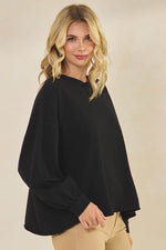 Weekend Flow Relaxed Fit Lightweight Cotton Long Sleeve Top, Black