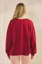 Weekend Flow Relaxed Fit Lightweight Cotton Long Sleeve Top, Maroon