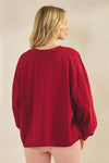 Weekend Flow Relaxed Fit Lightweight Cotton Long Sleeve Top, Maroon