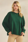 Weekend Flow Relaxed Fit Lightweight Cotton Long Sleeve Top, Forest Green