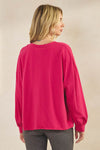 Weekend Flow Relaxed Fit Lightweight Cotton Long Sleeve Top, Fuchsia
