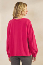 Weekend Flow Relaxed Fit Lightweight Cotton Long Sleeve Top, Fuchsia