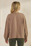 Weekend Flow Relaxed Fit Lightweight Cotton Long Sleeve Top, Light Mocha