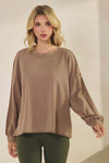 Weekend Flow Relaxed Fit Lightweight Cotton Long Sleeve Top, Light Mocha