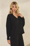 Plus Size Comfort Drape Collared V Neck Top