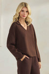 Plus Size Comfort Drape Collared V Neck Top