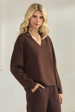 Plus Size Comfort Drape Collared V Neck Top