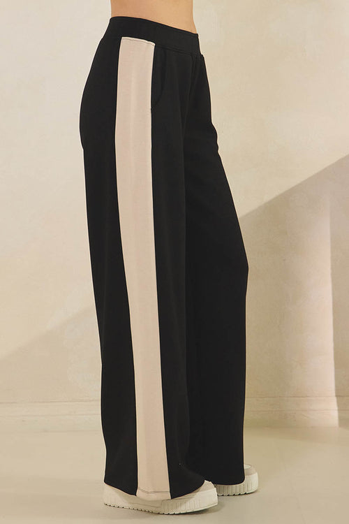 Plus Size Comfort Drape Two Tone Wide Leg Pants