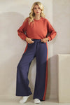 Comfort Drape Two Tone Wide Leg Pants