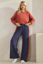 Comfort Drape Two Tone Wide Leg Pants