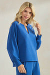 Plus Size Comfort Drape Raglan Split V Top