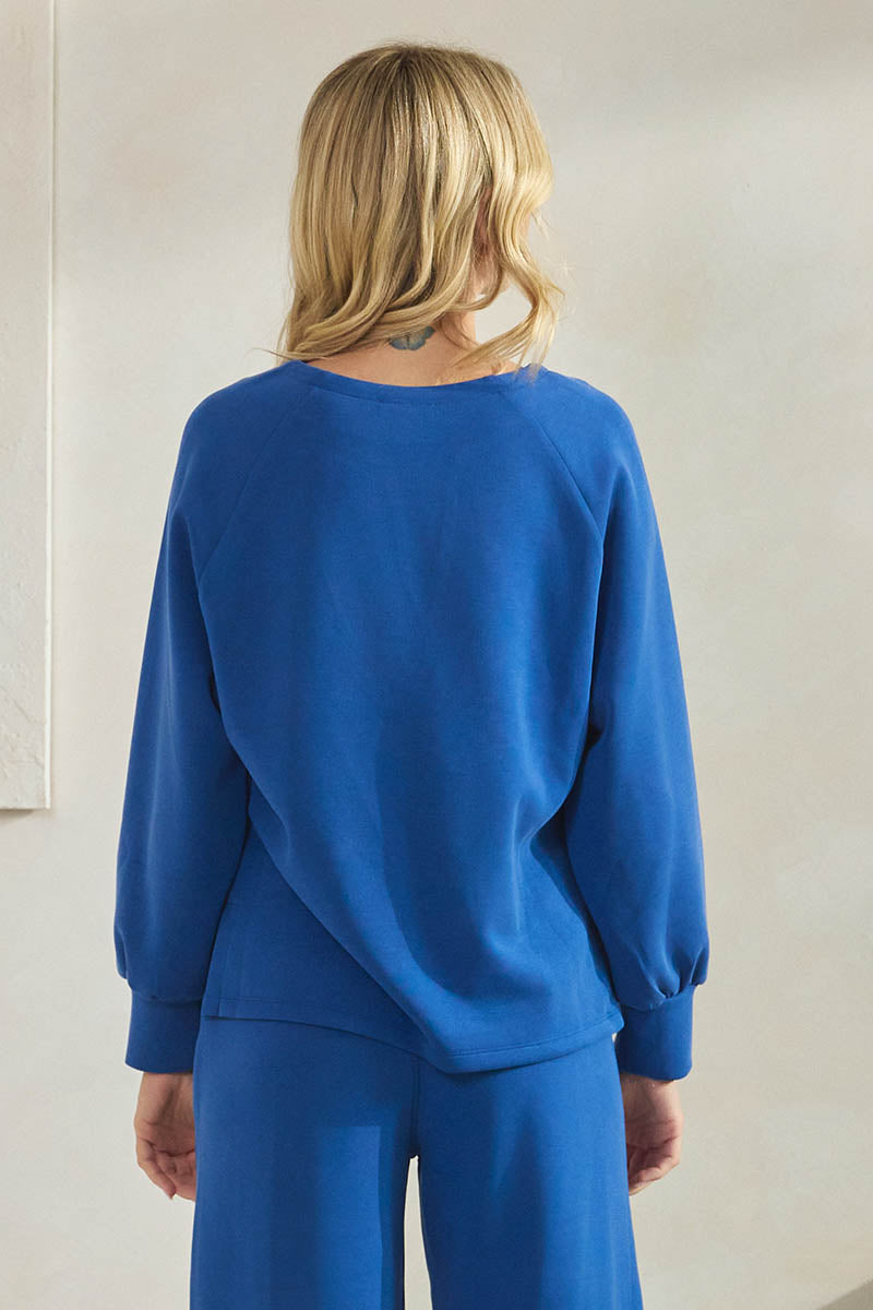 Plus Size Comfort Drape Raglan Split V Top