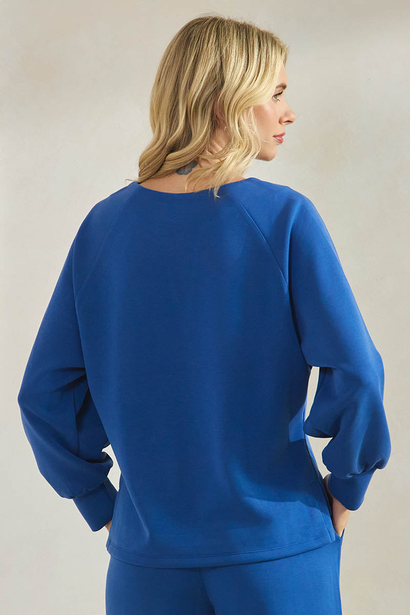 Plus Size Comfort Drape Raglan Split V Top