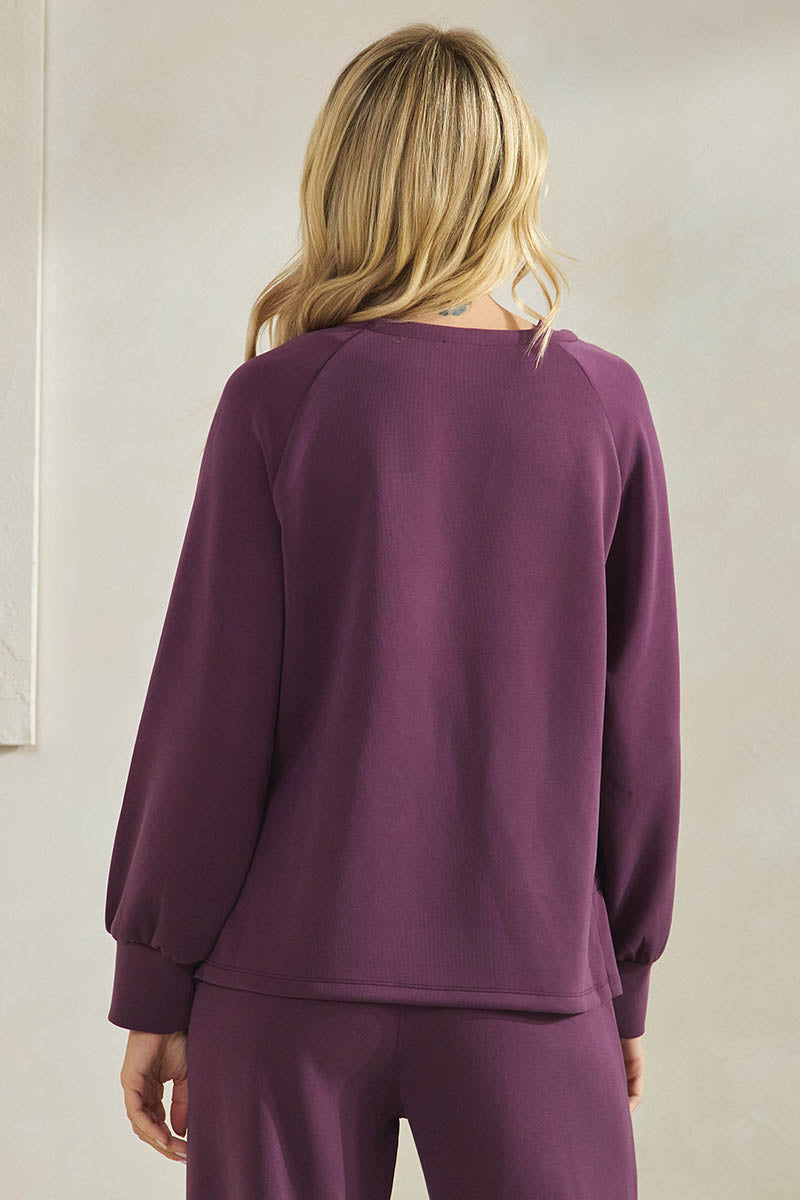 Comfort Drape Raglan Split V Top
