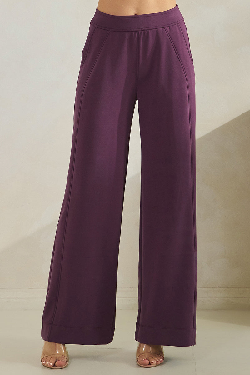 High Waist Wide Leg Pants with Side Seams