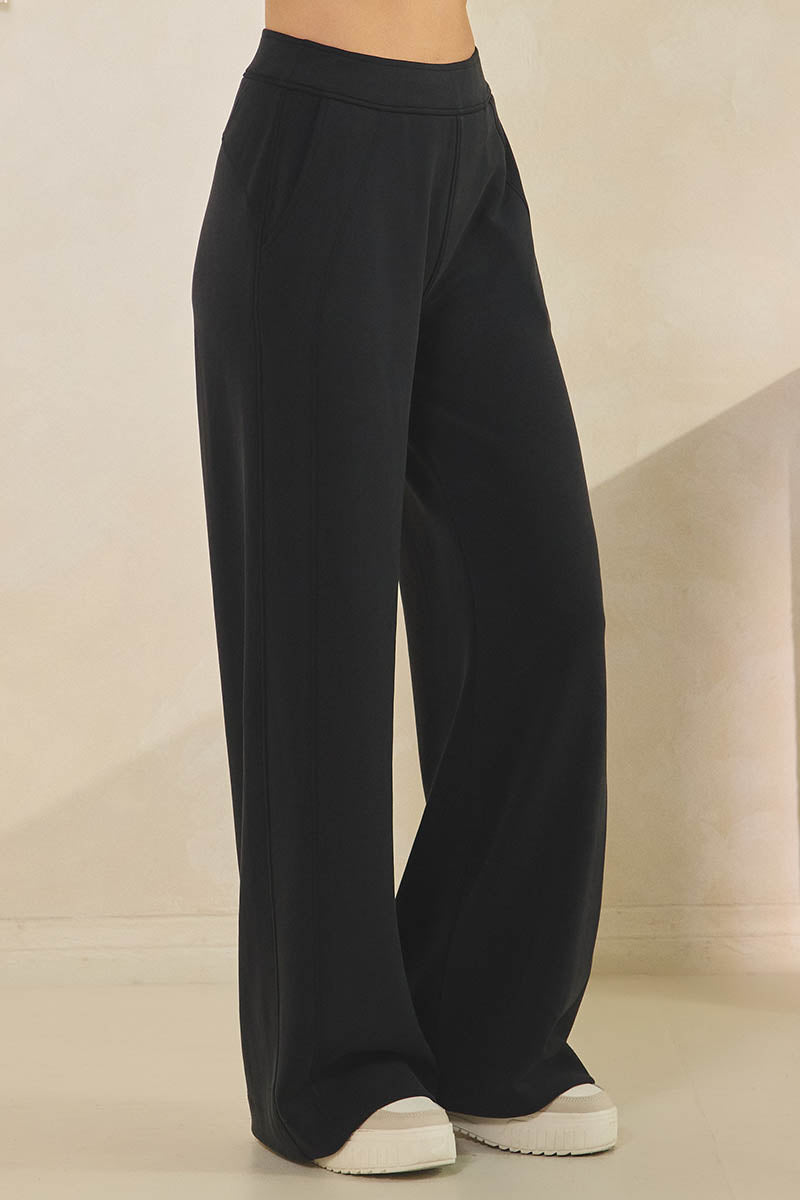 High Waist Wide Leg Pants with Side Seams
