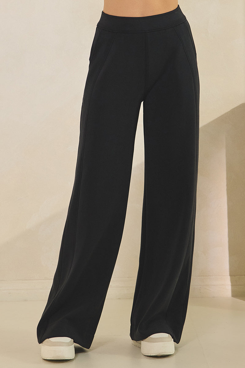 High Waist Wide Leg Pants with Side Seams