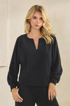 Plus Size Comfort Drape Raglan Split V Top
