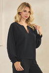 Plus Size Comfort Drape Raglan Split V Top