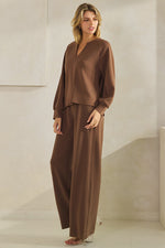 High Waist Wide Leg Pants with Side Seams