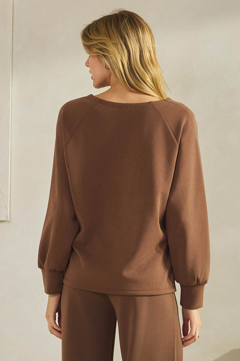 Plus Size Comfort Drape Raglan Split V Top