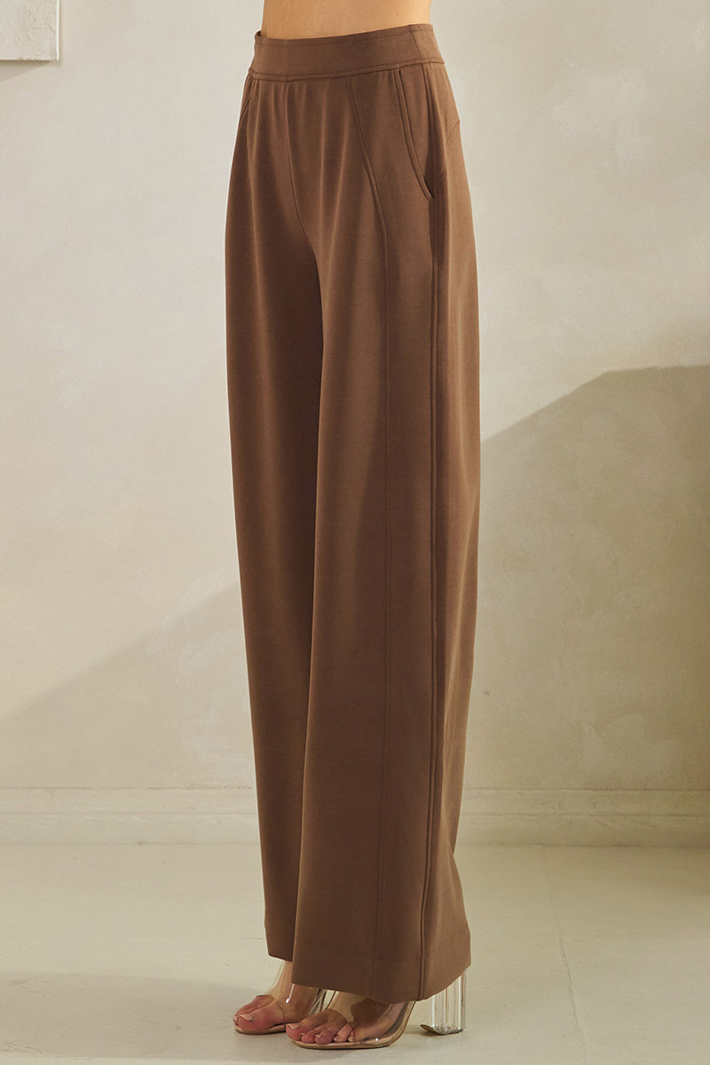 High Waist Wide Leg Pants with Side Seams