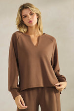 Plus Size Comfort Drape Raglan Split V Top
