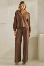 High Waist Wide Leg Pants with Side Seams