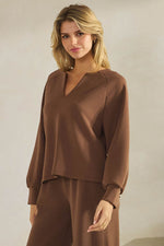 Plus Size Comfort Drape Raglan Split V Top