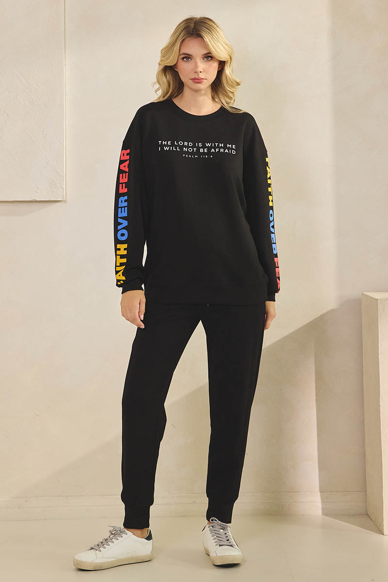 Faith Over Fear Comfy Pullover Sweats Set