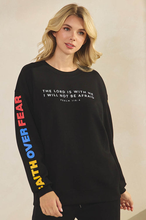 Plus Size Faith Over Fear  Pullover Sweatshirt