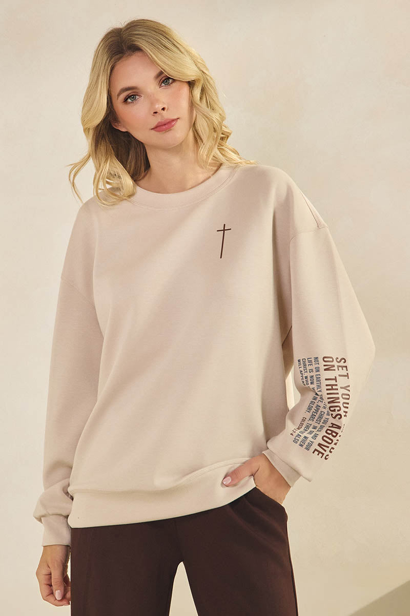 Set Your Mind Faith Long Sleeve Pullover Sweatshirt