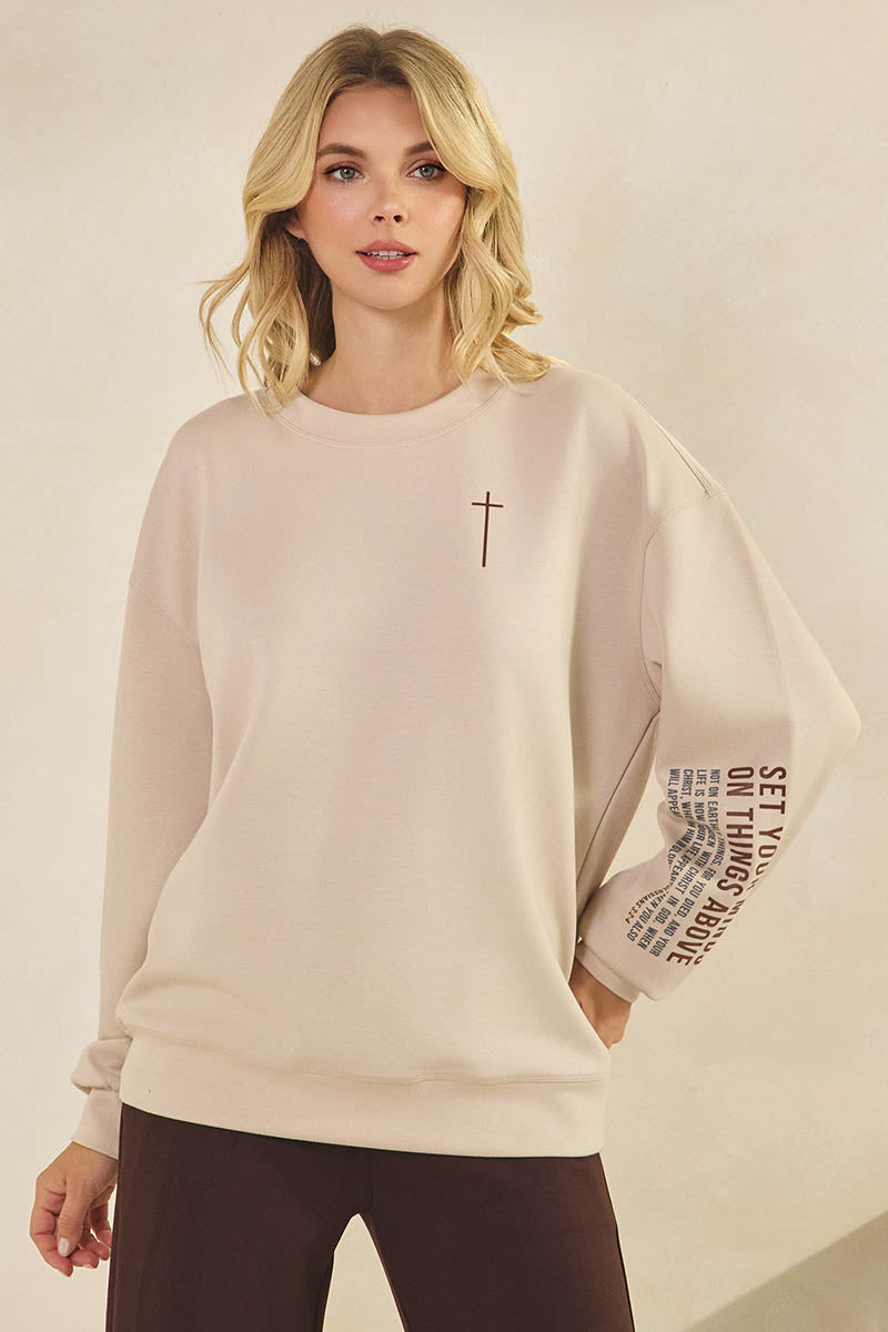 Set Your Mind Faith Long Sleeve Pullover Sweatshirt