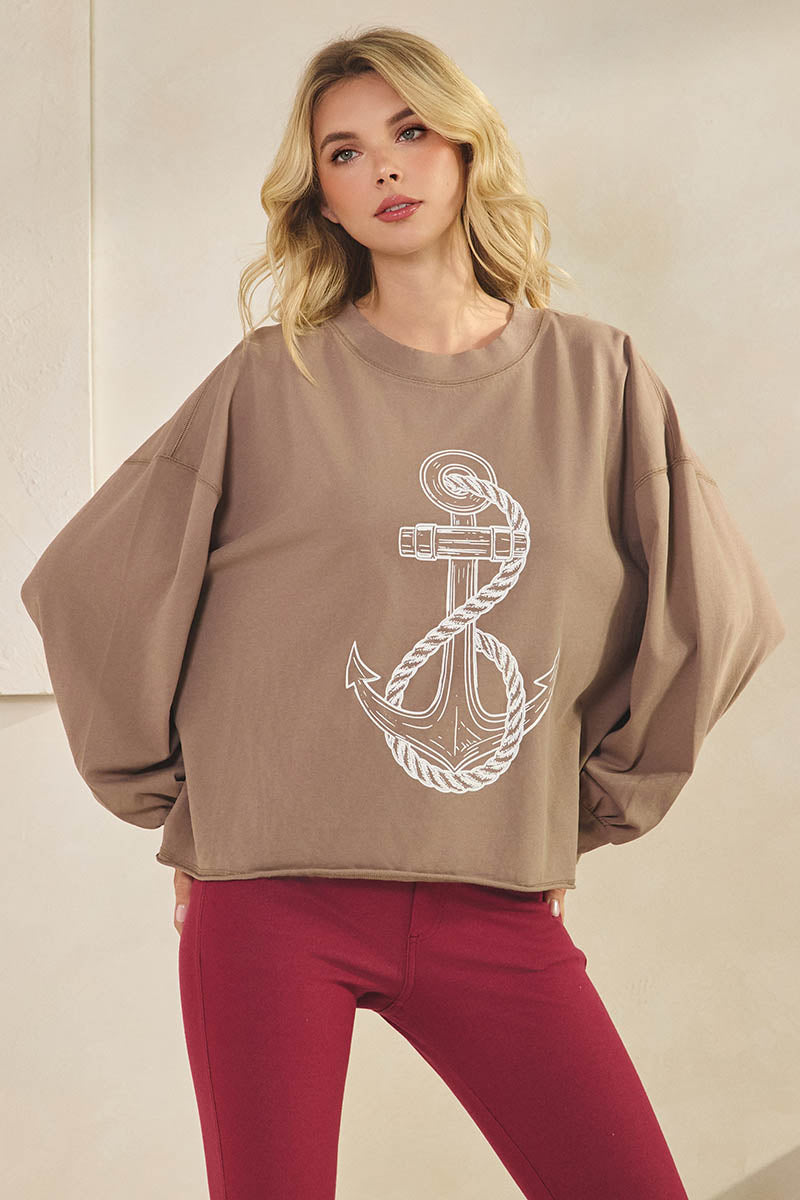 Plus Size Weekend Flow Art Print Cotton Top