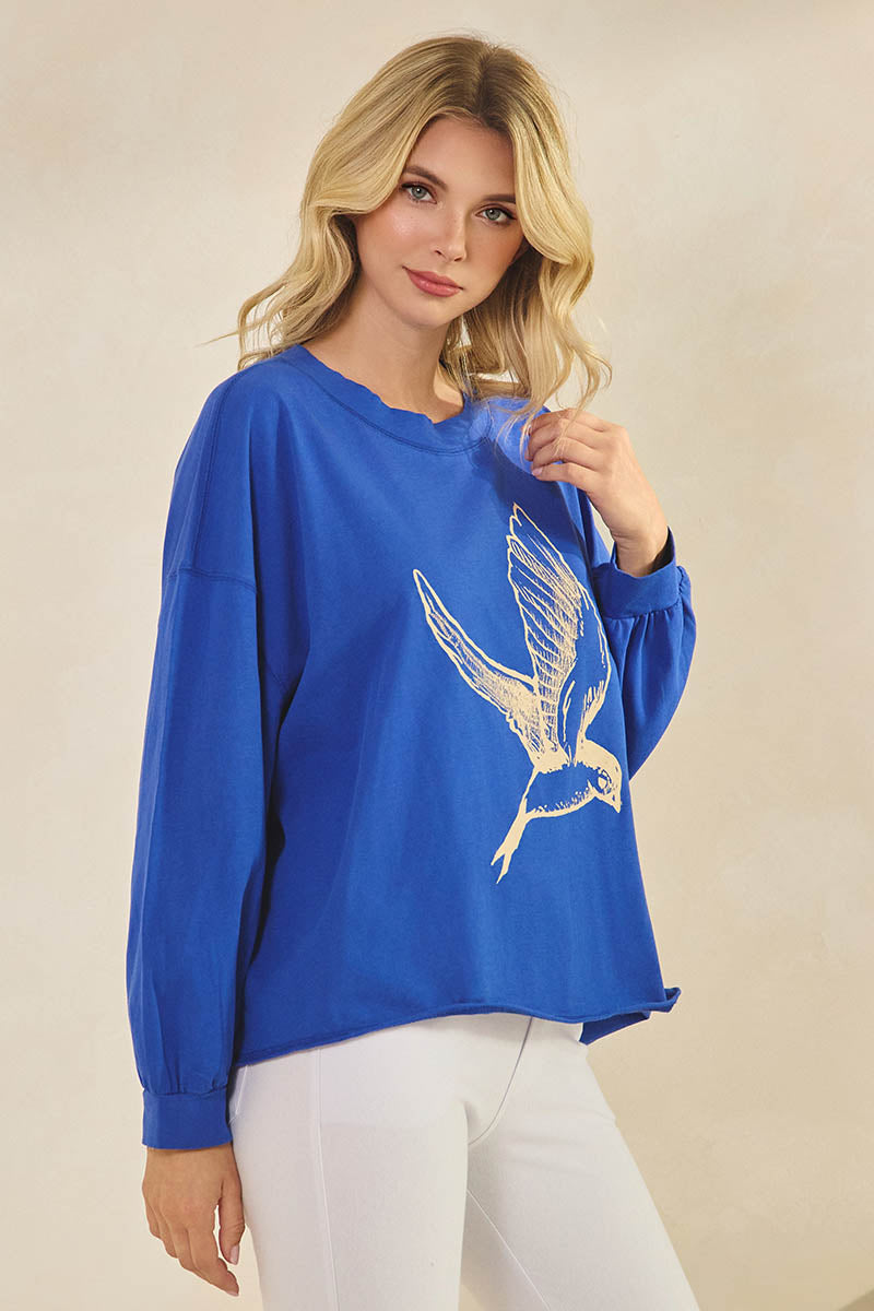 Plus Size Weekend Flow Art Print Cotton Top