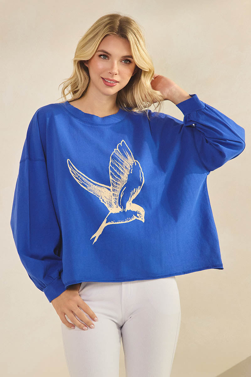 Plus Size Weekend Flow Art Print Cotton Top