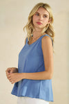 Denim Blue Women’s Rebel Raw Edge Oversized Tank Top