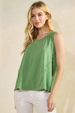 Green Tea Women’s Rebel Raw Edge Oversized Tank Top