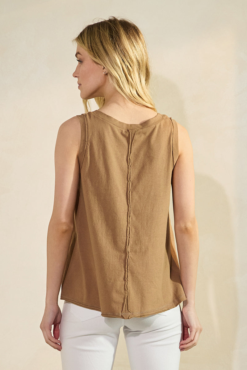 Mocha Women’s Rebel Raw Edge Oversized Tank Top