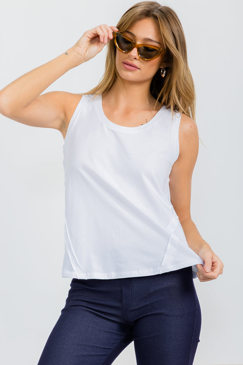 White Women’s Rebel Raw Edge Oversized Tank Top