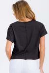 Black Women’s Short Sleeved Rebel Raw Edge Oversized Short Tee, Available in Small to Large
